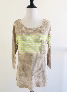 American Eagle Sweater Womens Size S Brown Top Knit Pullover Crochet Colorblock  - Picture 1 of 10
