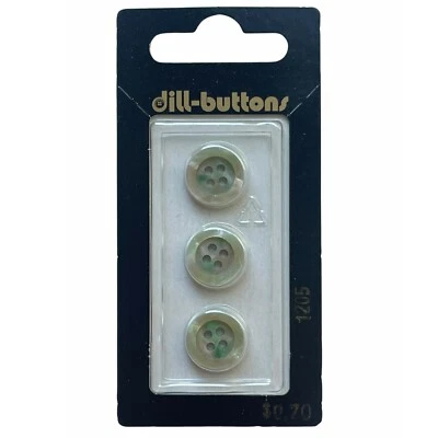 Buttons Green Round Iridescent 4-Hole 3-Pack 1/2" 13MM Vtg Dill No. 1205 Germany - Image 1 of 4