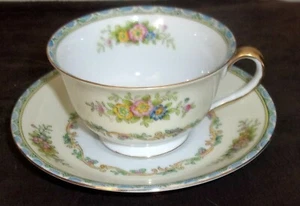 Antique Noritake Morimura Hand Painted Floral Japan gold tea cup & plate - Picture 1 of 5