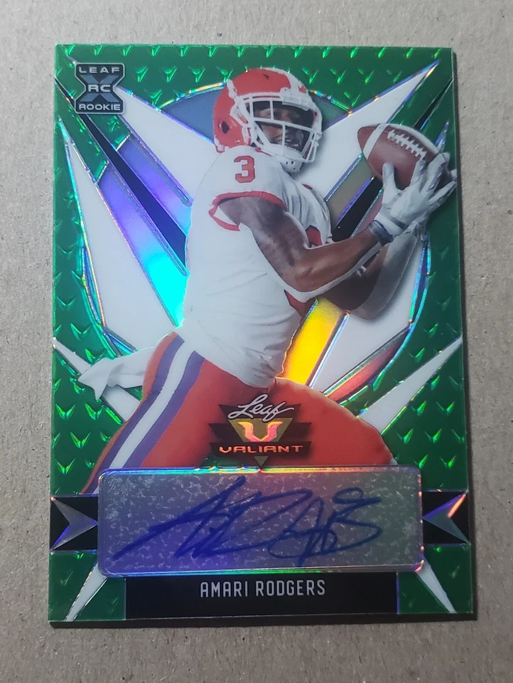 2021 Leaf Valiant Green Amari Rodgers Autograph Rookie /99 RC - Image 1 of 2