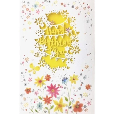 Carol Wilson Fine Arts E1 5x7" Embossed Laser Cut Greeting Card Happy Birthday - Image 1 of 2