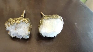 Lot Of 2 Large Geode Crystal Drawer Cabinet Furniture Pulls Knobs - Picture 1 of 9