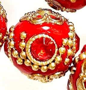 20mm Red Ceramic Porcelain Round Loose Beads 3pcs - Picture 1 of 3