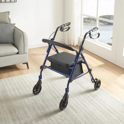 PANANA Folding Rollator,Lightweight Mobility Walker with Seat,Lockable Brake and Carry