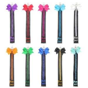 Glitter Ribbon Keychain Cheer Bowknot Holder Key Decoration Team Spirit Gift - Picture 1 of 18