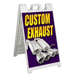 CUSTOM EXHAUST Signicade 24x36 Aframe Sidewalk Sign Banner Decal AUTO PARTS - Picture 1 of 9