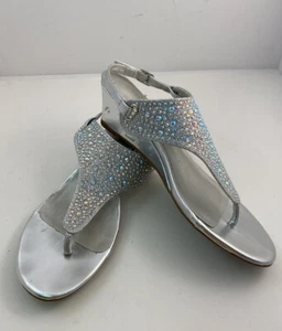 Dream Pairs Silver Glitter Sandal Wedge Shoe Women’s Size 7.5 Wedding MOB MOG - Picture 1 of 11