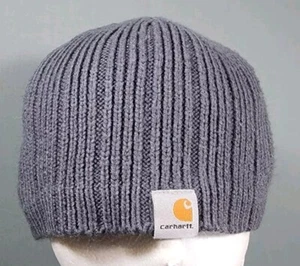 Carhartt Men's Akron Beanie Hat One Size Fits All Gray Knit Fleece Lined - Picture 1 of 8