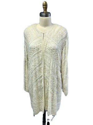 Chaqueta De Colección Diane Freis Original XL Marfil Seda Cuentas Pesadas Boho Noche Nueva con Etiquetas Foto 1 de 4
