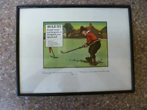 A VINTAGE 'PERRIER' SPARKLING WATER, FRAMED GOLFING CARTOON PRINT. GOLFING PRINT - Picture 1 of 8