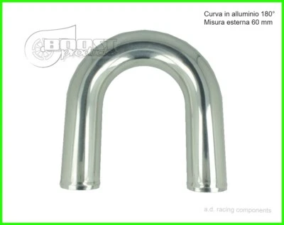 Curva in alluminio 180 gradi kit tubi per intercooler aspirazione 60 mm silicone - Imagen 1 de 2