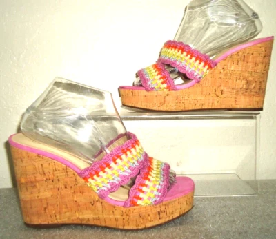 #33 NUEVAS JESSICA SIMPSON Sandalias de Tacón de Cuña Diseño Tejido Multicolor 7.5M/38 Foto 1 de 4