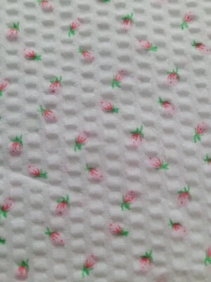 Scraps Of Flannel And Cotton Tiny Pink Roses Fabric Pucker Print - Image 1 of 4