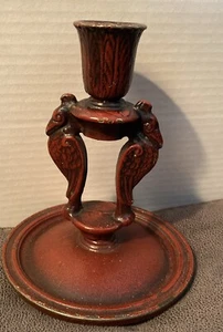 Maxfield Parrish Art Deco Rook Crow Cast Iron Candlestick Candle Holder 6-3/4” - Picture 1 of 11