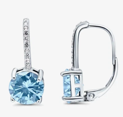 Stunning Aquamarine Lever back Earrings in Solid Sterling Silver - Image 1 of 3