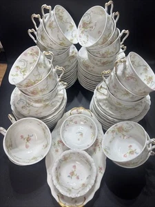Haviland & Co Limoges Francia Rosas Rosas Imparcial Conjunto De 63 Piezas - Imagen 1 de 6