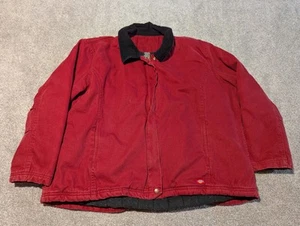 Vintage Dickies Jacket Mens XL Red Canvas Corduroy Collar Workwear Work Lined - Picture 1 of 11