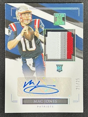 2021 Panini Impeccable Rookie Patch Autographs Mac Jones #RPA-MJ Book End 25/25 - Image 1 of 3