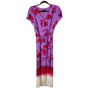 Maxi Vestido Prabal Gurung para JCPenney Lavanda/Magenta Floral, Cintura Corbata, Talla M Foto 1 de 4