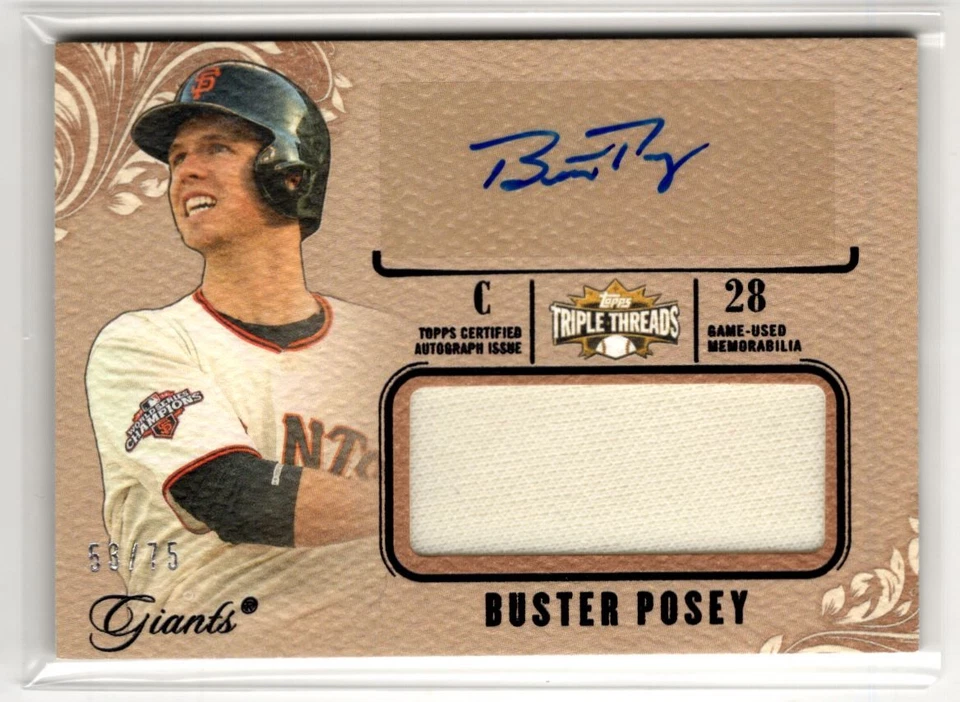 2014 Topps Triple Threads Unity Autograph  Relic Gold Buster Posey Auto /75 San - Image 1 of 3