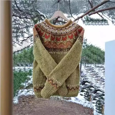 🔥Womens Winter Warm Sweater Patterned Pullover Fair Isle Jumper Long Sleeve New - Image 1 of 4