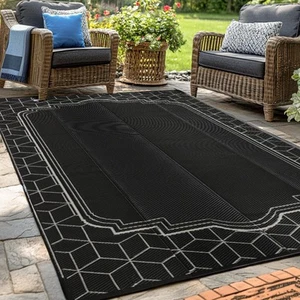 Outdoor Rug, 4x6ft Waterproof Reversible Mat Indoor Outdoor Rugs Carpet - Picture 1 of 7