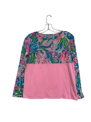 Top Lilly Pulitzer Niñas XL 12-14 Mini Finn Rosa Neutro Manga Larga Foto 1 de 3