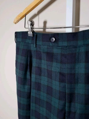 Paul Fredrick Green Blue Black Blackwatch tartan plaid flannel WOOL Pants  W42 - Image 1 of 4
