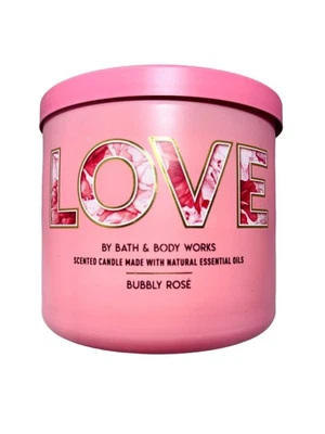 Bath and Body Works LOVE Bubbly Rosé 3-Wick Candle Pink w/ Natural Oil (14.5 Oz) - Image 1 of 3