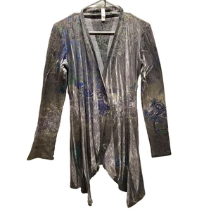 Xhilaration Open Front Draped Wrap Women's Medium Gray Multi Asymmetrical Hem - Picture 1 of 9