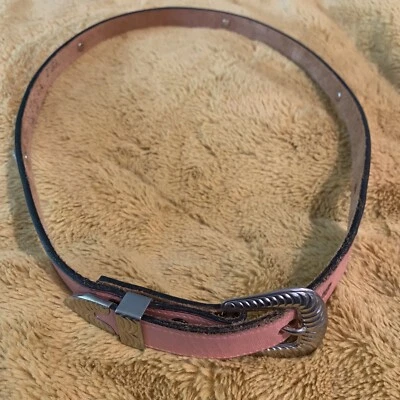 "Cinturón de cuero rosa vintage para hombre 37"" Brazos Joe Belt Co #27209" Foto 1 de 4