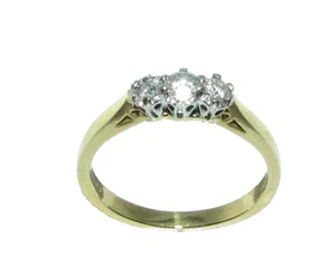 Mujeres Damas 18carat 18ct Oro Amarillo Diamante Anillo Pedida Trilogía Talla M - Imagen 1 de 9