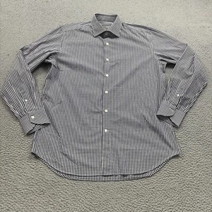 Canali Shirt Mens 41-16 Blue Plaid Checker Long Sleeve Button Up Dress Stretch - Picture 1 of 14