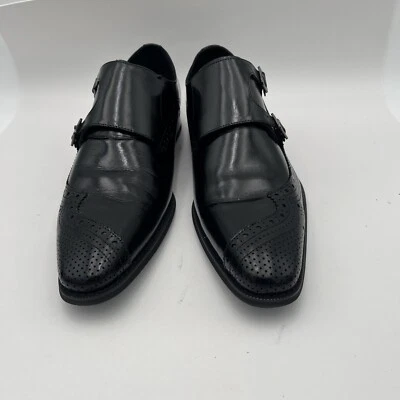 Preowned Men's 12D Giovanni Koleman Black Leather Double Monk Strap Dress Shoes - Image 1 of 4