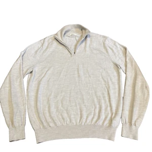 SUITSUPPLY Full Zip Mens Sweater Size Large Light Brown Merino Wool - Imagen 1 de 8