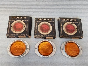 NOS LOT OF 3 VINTAGE GROTELITE AMBER REFLEX REFLECTOR USA MADE truck trailer 100 - Picture 1 of 13