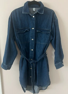 H&M Dark Blue Denim Shirt Dress Size Small RN101255 Long Sleeve Button Up - Image 1 of 4