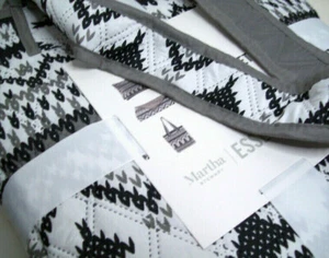 Edredón reversible Martha Stewart gris negro Fair Isle Full Queen 2 fundas estándar - Imagen 1 de 5