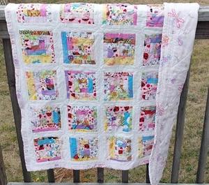 Handmade Scrap Quilt - Pink with Butterflies - Picture 1 of 1