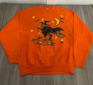 Vintage Thunder Island orange Halloween Hexe Rundhalsausschnitt Sweatshirt Gr. XL EUC Rarität - Bild 1 von 12