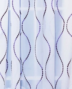 1 PAIR purple / white 'Ripple' embroidered voile PANELS 122cm (48") drop - Picture 1 of 7