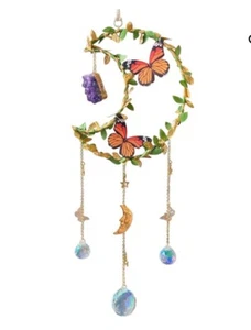 3 Pcs Butterfly Suncatcher - Amethyst Moon Crystal Sun Catcher Window Hanging - Picture 1 of 5