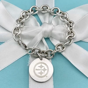 Tiffany & Co. X Pittsburgh STEELERS Custom NFL Sterling Silver Charm Bracelet 7” - Picture 1 of 12
