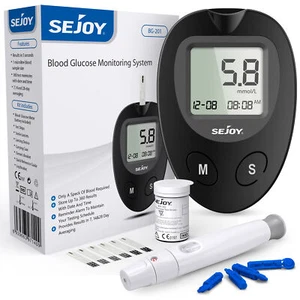 SEJOY Blutzuckermessgerät Diabetes-Set mit 50 Teststreifen Blutlanzetten Tasche - Bild 1 von 20
