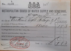 Historic Ephemera Metro Board Of Water Supply & Sewerage Rates Sydney 1893 - Picture 1 of 2