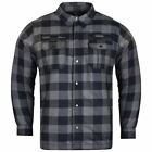 Mens Motorcycle Armored Checkered Flannel Denim Shirt Blk/Gray CE Armor inside 
