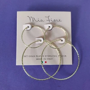Mia fiore 18ct Gold Plated Sterling Silver Circle Hoop Women's Earrings Set Of 2 - Picture 1 of 10
