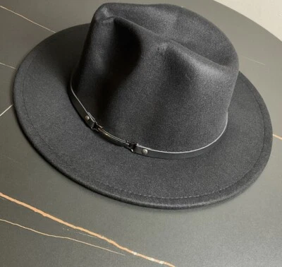 Sombrero Fedora - Sombrero Formal Ancho Mujeres Hombres Fieltro Moda Ala Unisex Negro Mediano Foto 1 de 4