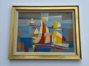 MID CENTURY CUBIST PAINTING ABSTRACT Fausto Maria Casotti Cauri ITALIAN LISTED - Picture 1 of 24