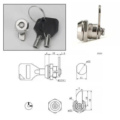 Post Box Mailbox Barrel Drawer Replacement Cam Lock Cylinder for Cupboard 2 Keys - Image 1 of 4